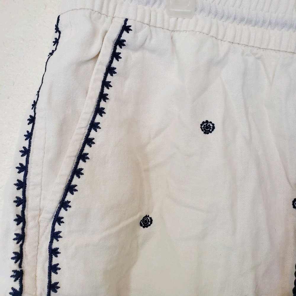 Old Navy Womens Large White Linen Blend Embroidered Tassel Pull On Shorts Navy - Picture 5 of 16
